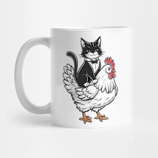 Tuxedo Cat On A Chicken Mug